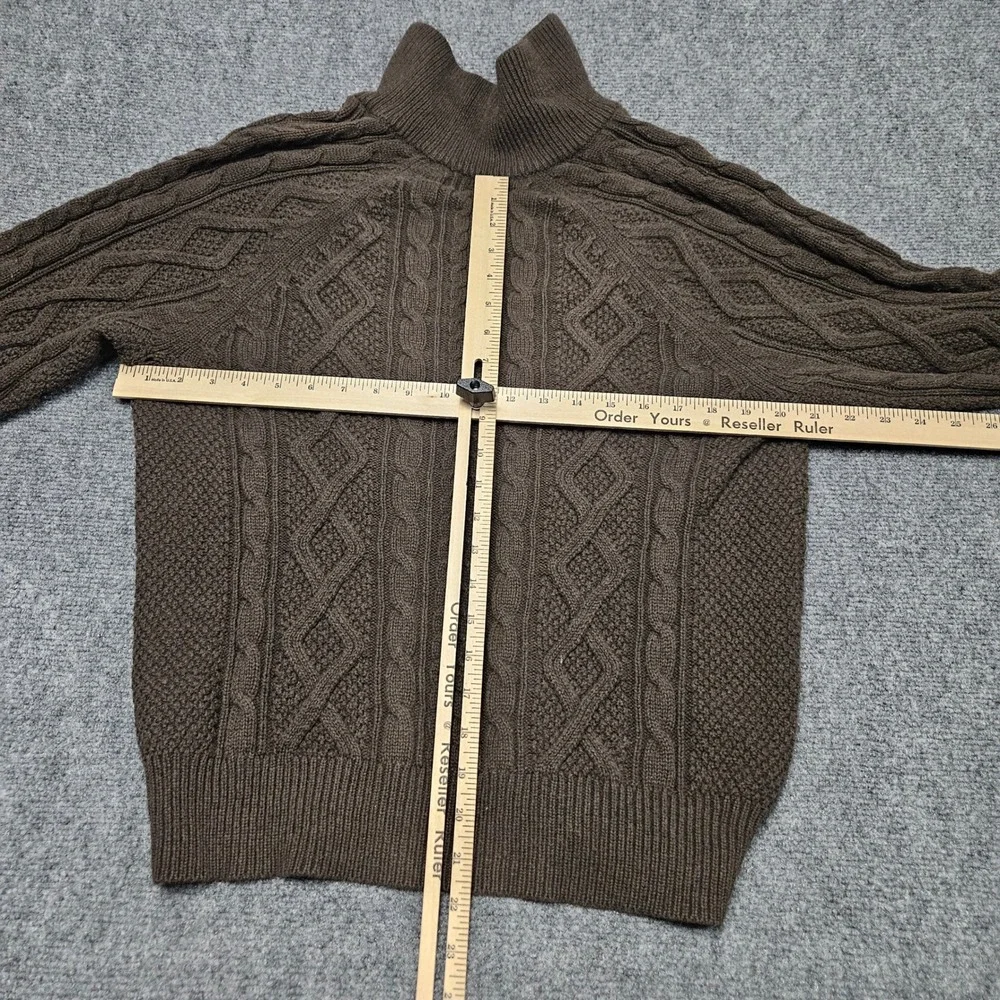 BKE Cable Knit Quarter Zip Sweater Large Brown Cotton Eclectic Grandpa Cozy‎